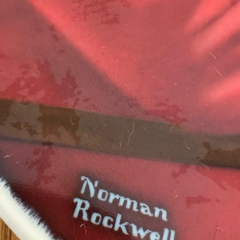 Norman Rockwell Festive Red and White Santa Plate